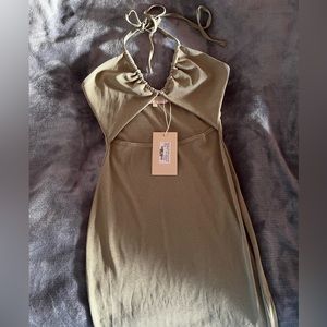 Green Halter Top Midi Dress